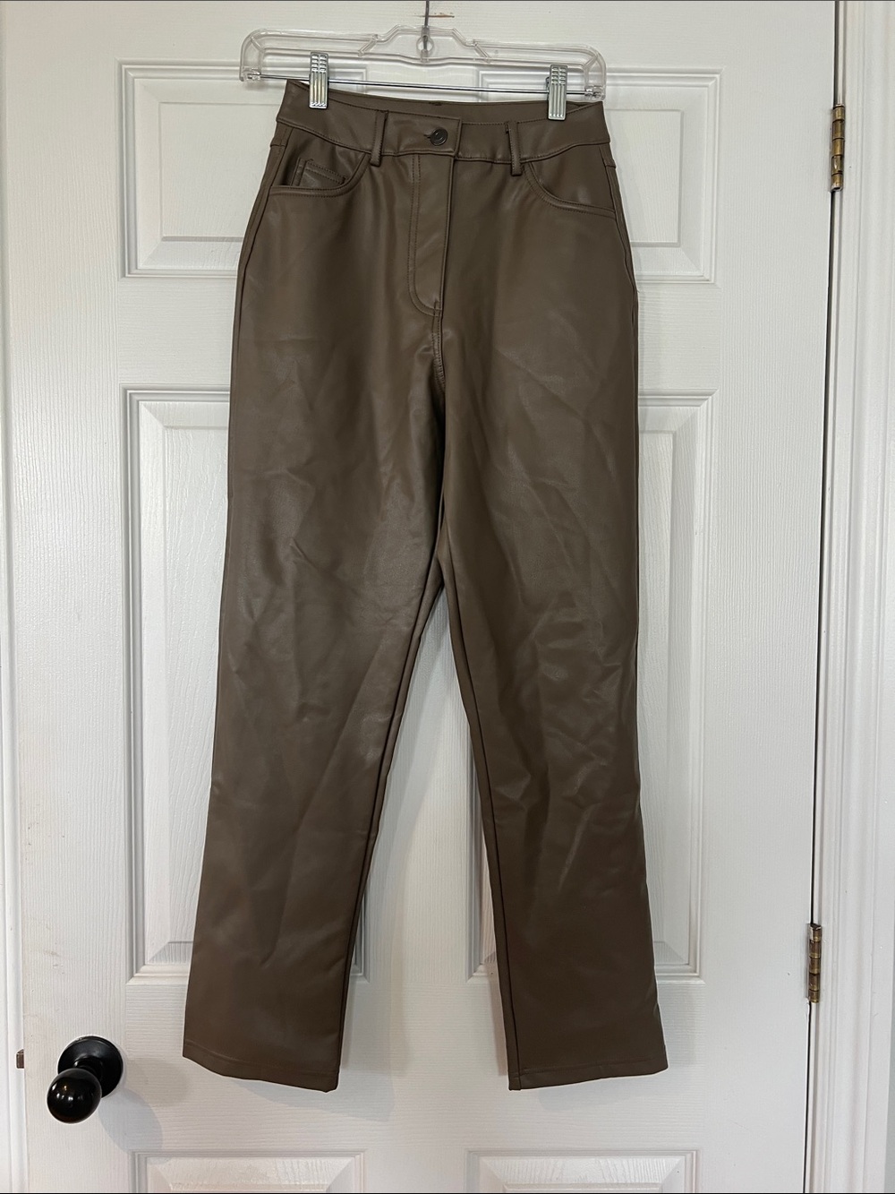 Noa Women's Faux Leather Straight-Leg Pants - taupe